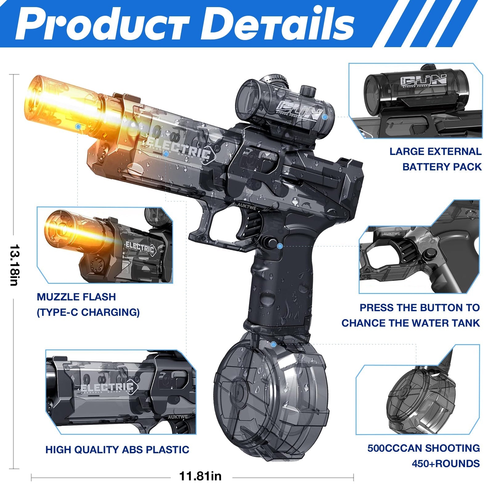Woyuosn Battle Blaster Pistola ad Acqua Elettrica