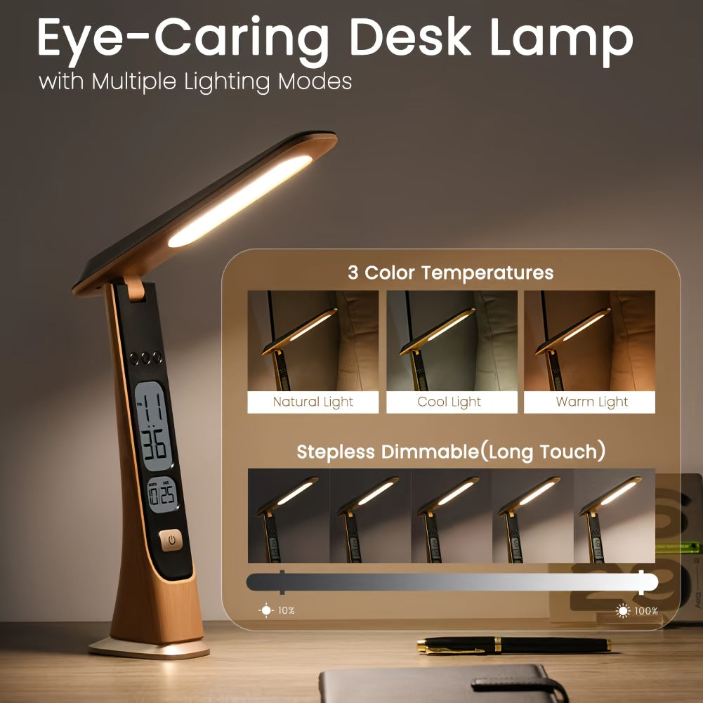 FLEXILUX – Lampada da Scrivania LED Portatile Pieghevole con Display dell'Ora