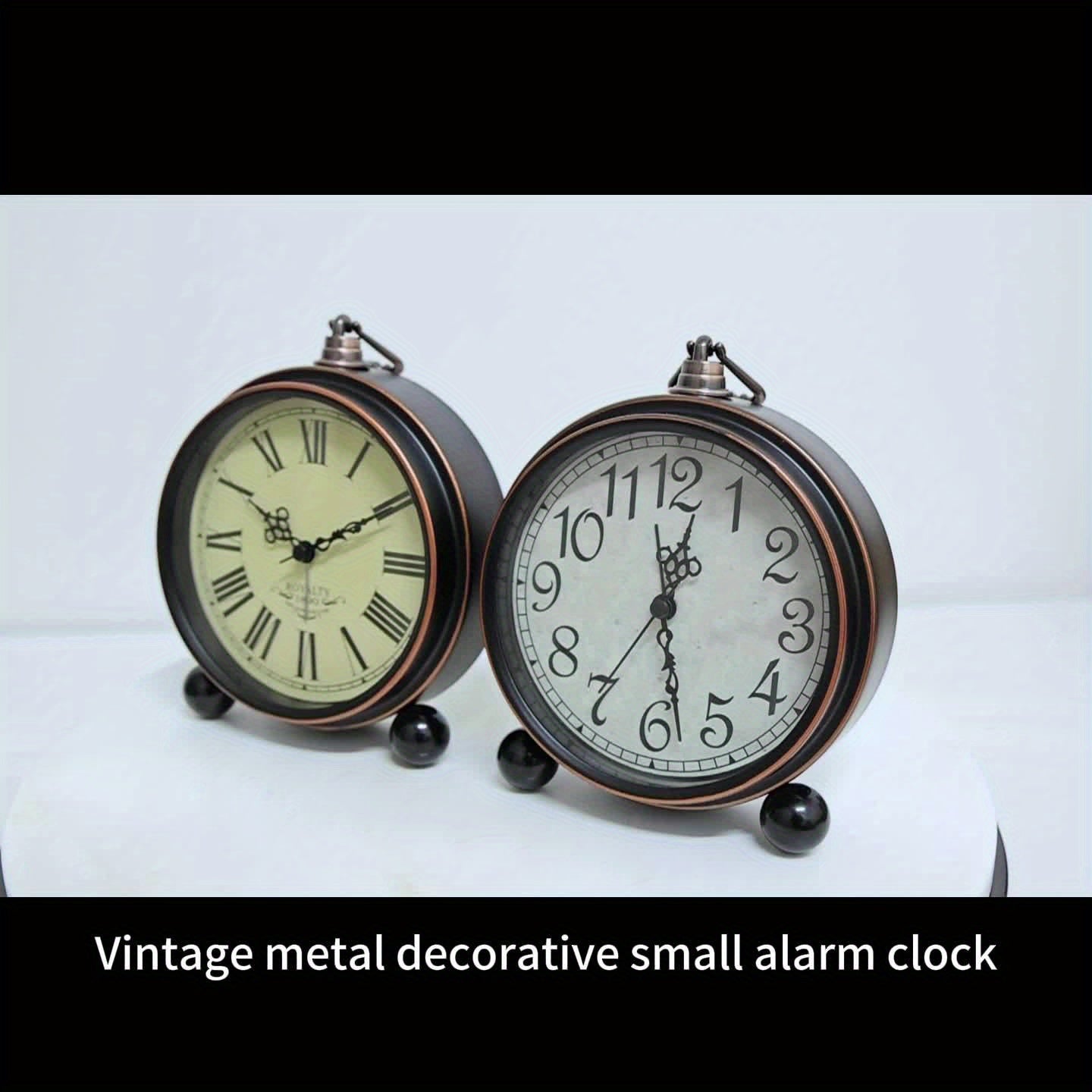 ELEGANTIME - Orologio da Comodino Vintage in Metallo Europeo con Allerta Silenziosa e Grande Display Analogico