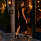 Elsera – Wedge con punta aperta e dettaglio fibbia