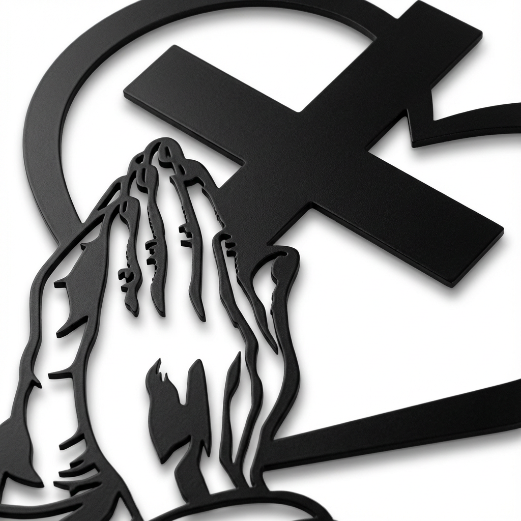 Verita - Decorazione da parete in metallo con cuore e croce cristiana