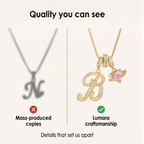 LUMARA – Collana con Iniziale a 3 Strati con Zircone a Forma di Cuore Rosa