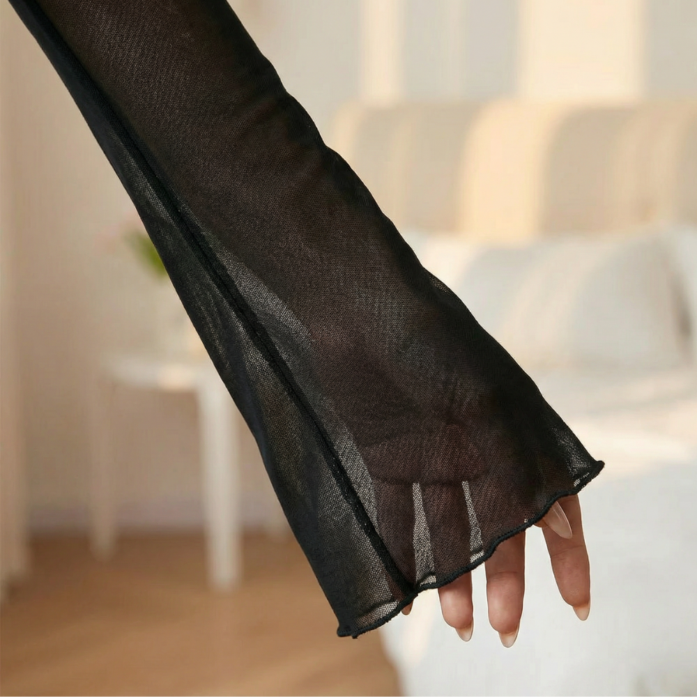 Velara - Abito in rete ricamato con spalle scoperte per donna