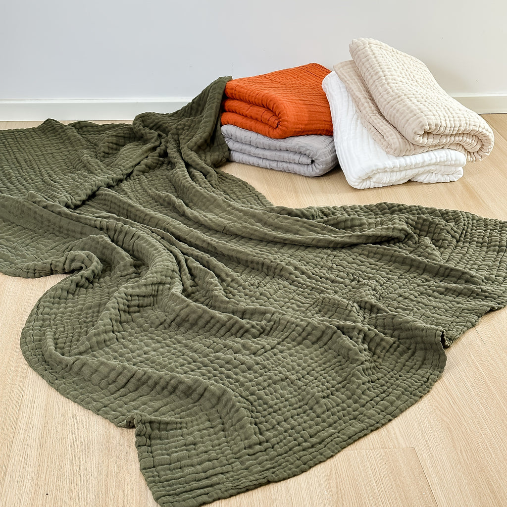 CLOUDNEST – Coperta in Garza di Cotone Ultra-Traspirante a 6 Strati per Comfort Tutto l'Anno