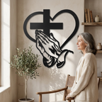 Verita - Decorazione da parete in metallo con cuore e croce cristiana