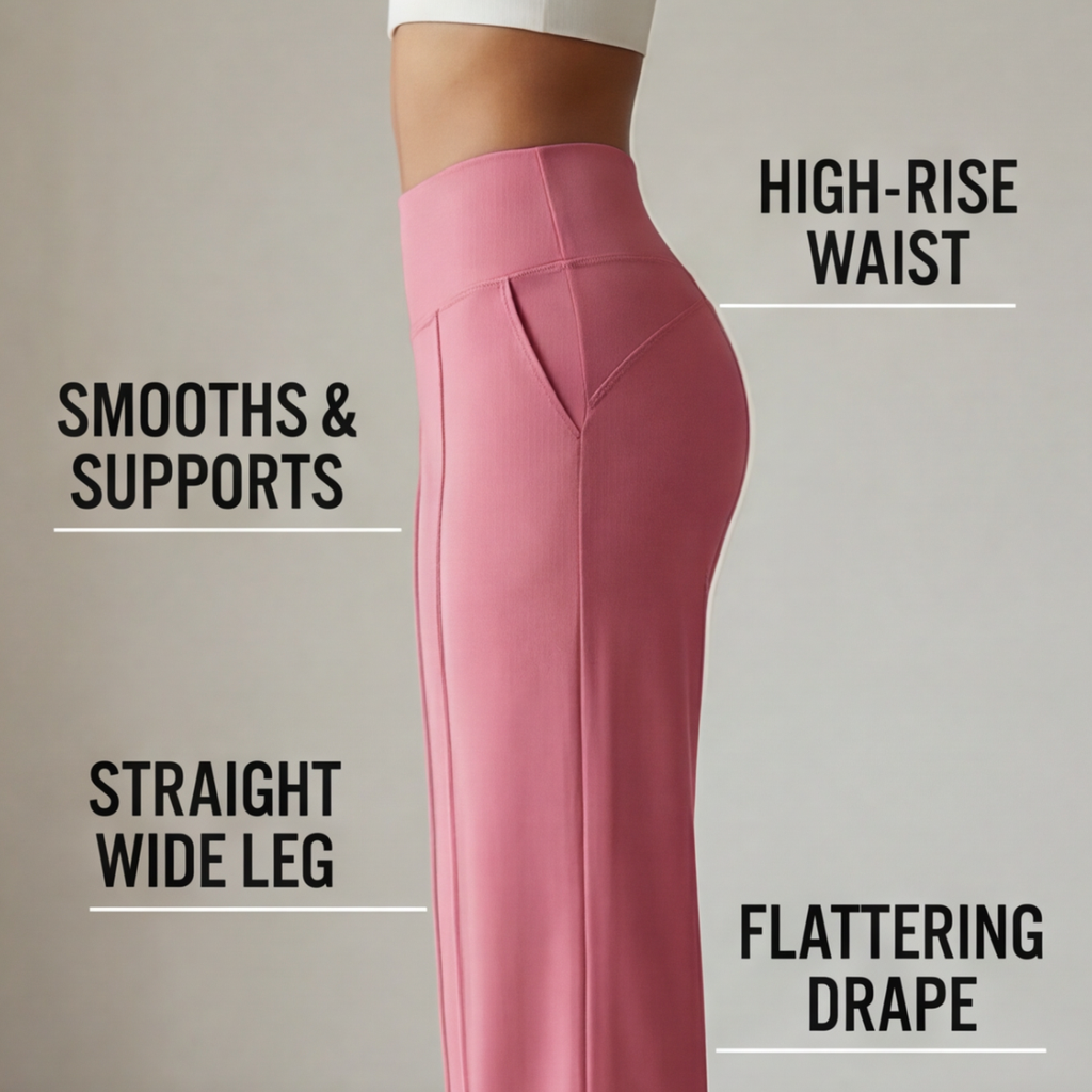 Elyra – Pantaloni Yoga Donna a Gamba Larga con Vita Incrociata