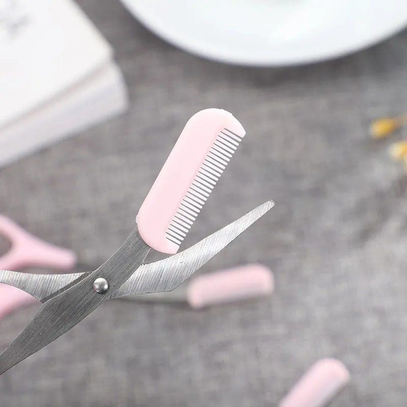 SHARPMATE - Forbici per sopracciglia in acciaio inossidabile con rifinitore a mini pettine