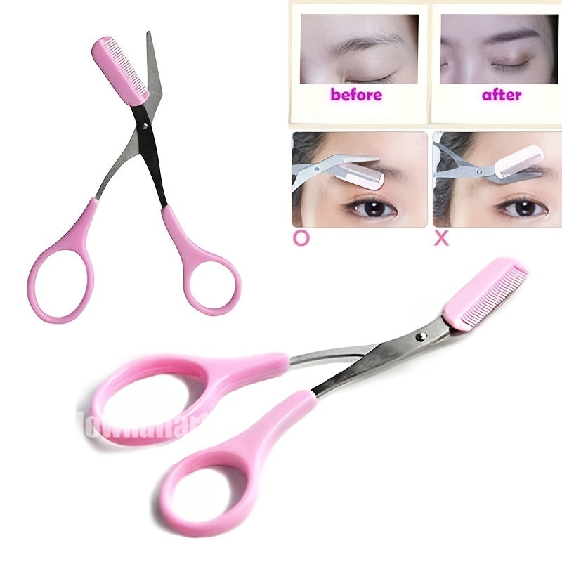 SHARPMATE - Forbici per sopracciglia in acciaio inossidabile con rifinitore a mini pettine