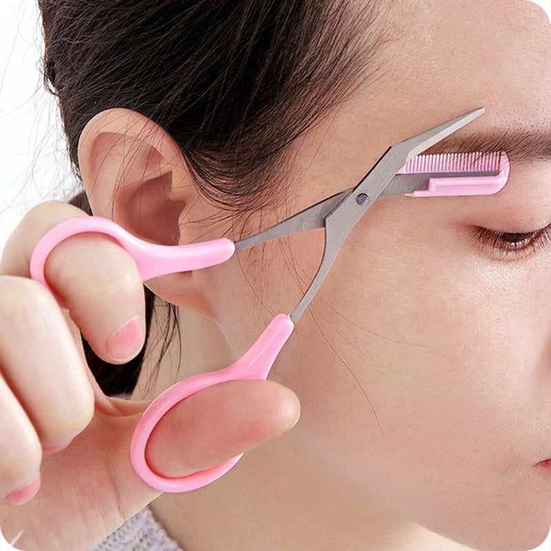 SHARPMATE - Forbici per sopracciglia in acciaio inossidabile con rifinitore a mini pettine