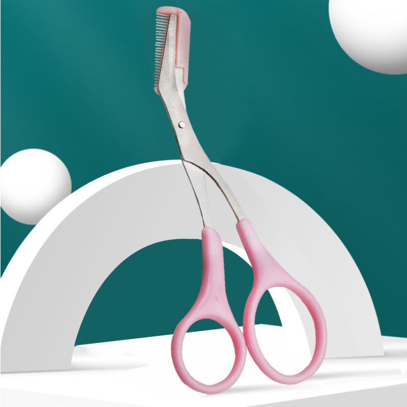 SHARPMATE - Forbici per sopracciglia in acciaio inossidabile con rifinitore a mini pettine