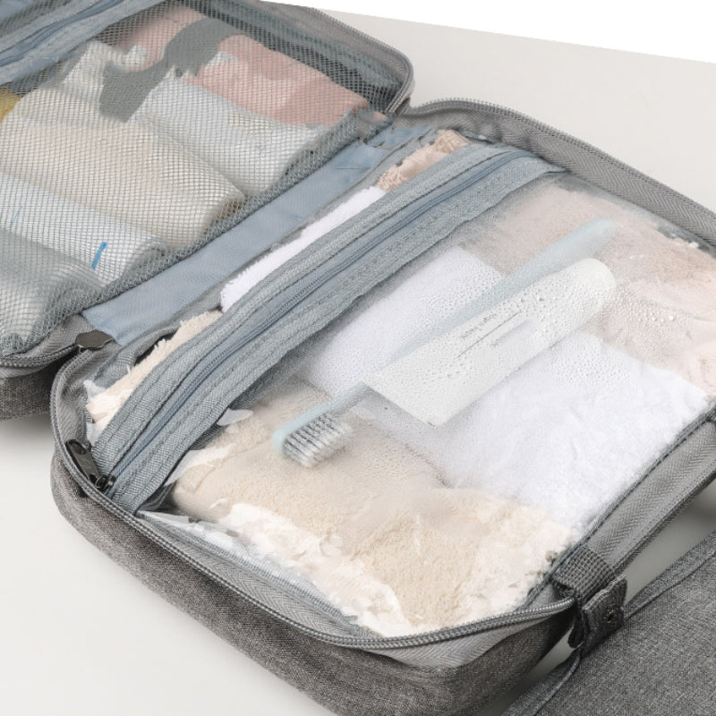 Travelique Organizer da Viaggio per Cosmetici | Compatto e Resistente all'Acqua | Con 4 Scomparti e Gancio a 360° | Per Donne e Uomini