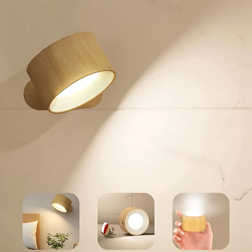 Applique LumiScandi | Senza fili & Ricaricabile | Design Scandinavo | Legno Rovere