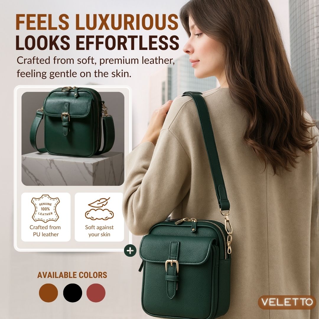 Veletto – Borsa a tracolla in PU con doppia tasca