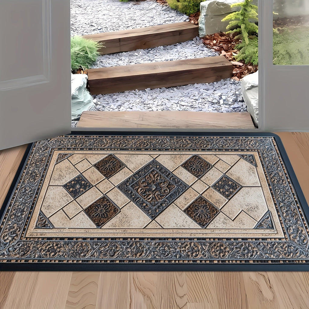 STYLEHAVEN - Tappeto d'ingresso con bordo geometrico lavabile in lavatrice