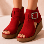 Elsera – Wedge con punta aperta e dettaglio fibbia