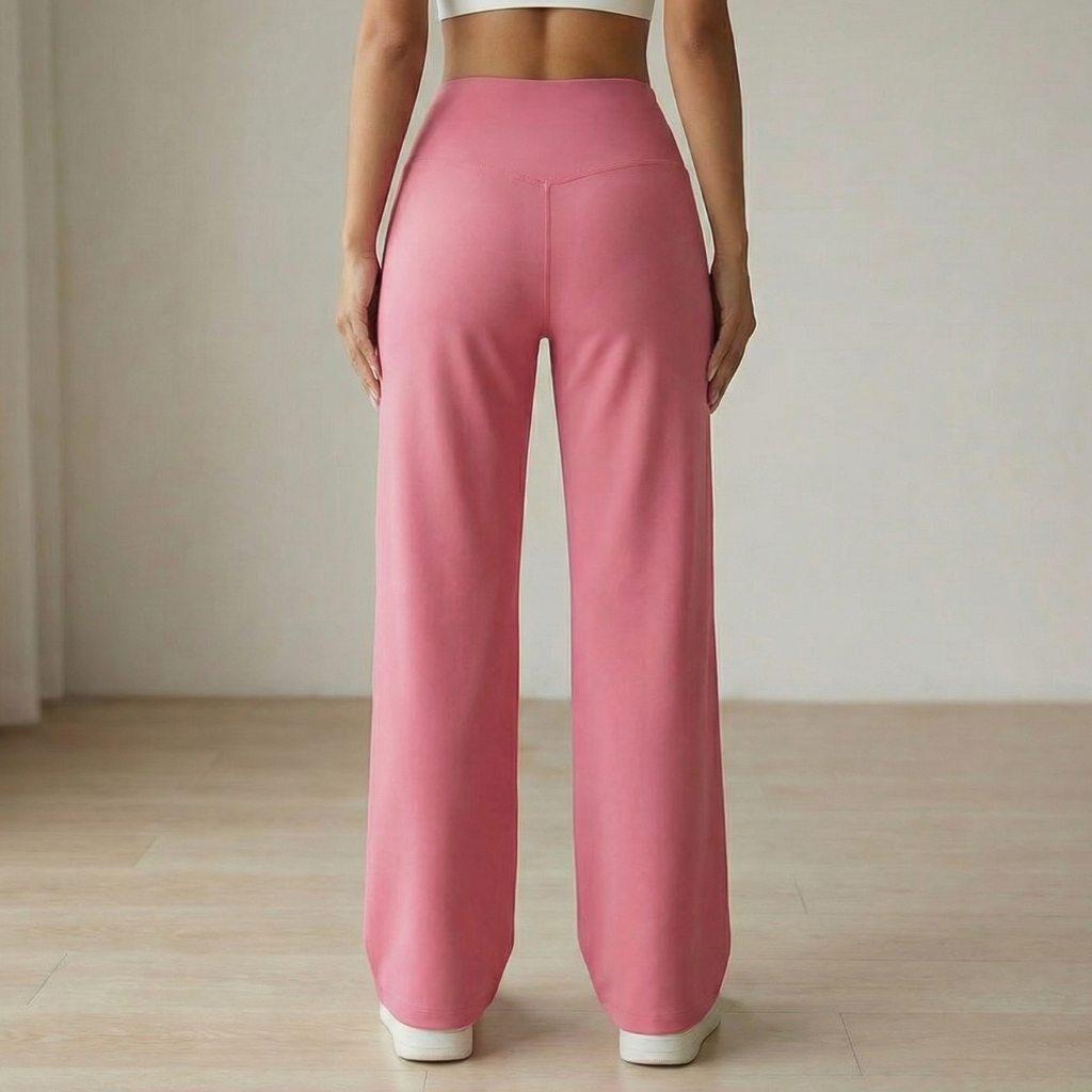Elyra – Pantaloni Yoga Donna a Gamba Larga con Vita Incrociata