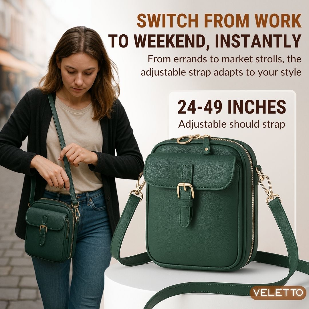 Veletto – Borsa a tracolla in PU con doppia tasca