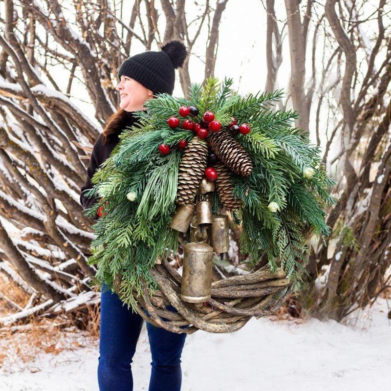 Corona di Natale in Stile Rustico, Corona Boho, Corona Festiva