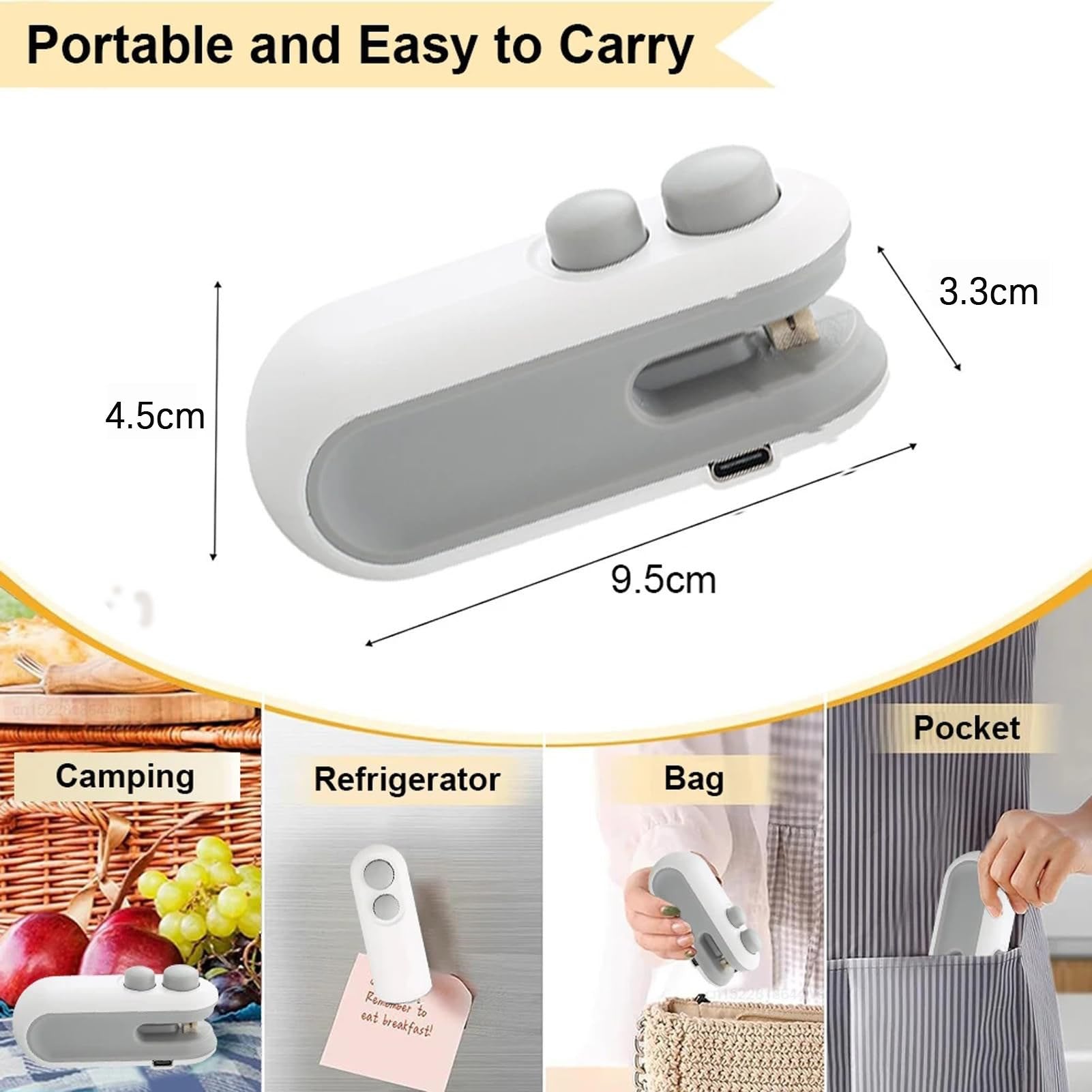 SealEase Mini 2-in-1 Sigillatore e Cutter con Ricarica USB-C