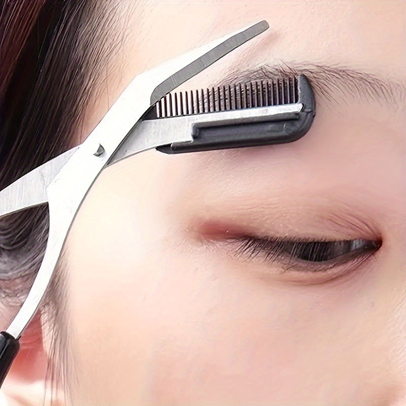 SHARPMATE - Forbici per sopracciglia in acciaio inossidabile con rifinitore a mini pettine