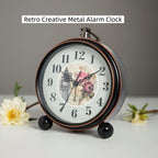 ELEGANTIME - Orologio da Comodino Vintage in Metallo Europeo con Allerta Silenziosa e Grande Display Analogico