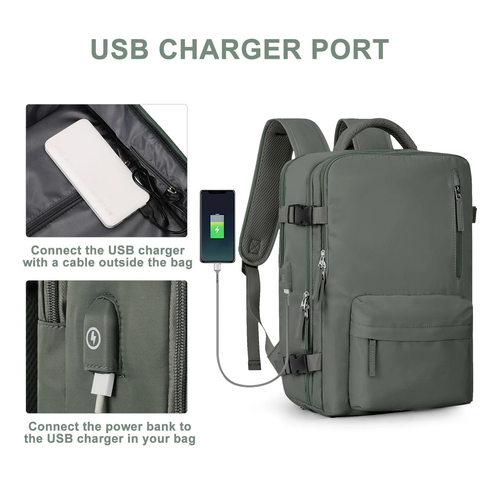 Travelliva Zaino da Viaggio per Donne 35 L | Impermeabile e con Porta USB | Antifurto e Scomparto per Scarpe | Per Escursioni, Vita Quotidiana e Viaggi