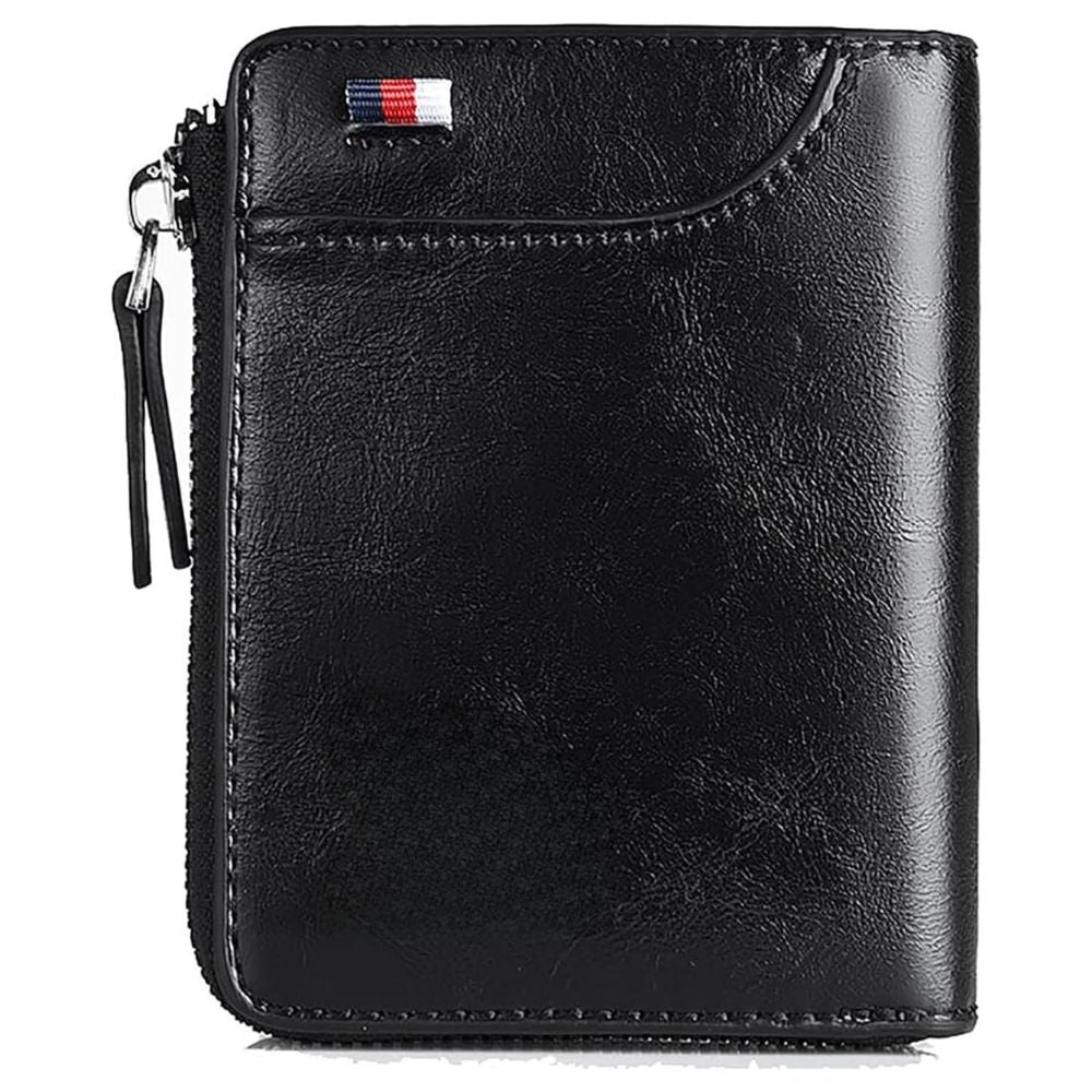 Portafoglio da Uomo con Blocco RFID e Cerniera, Portacarte Multi, Khaki + Marrone + Nero