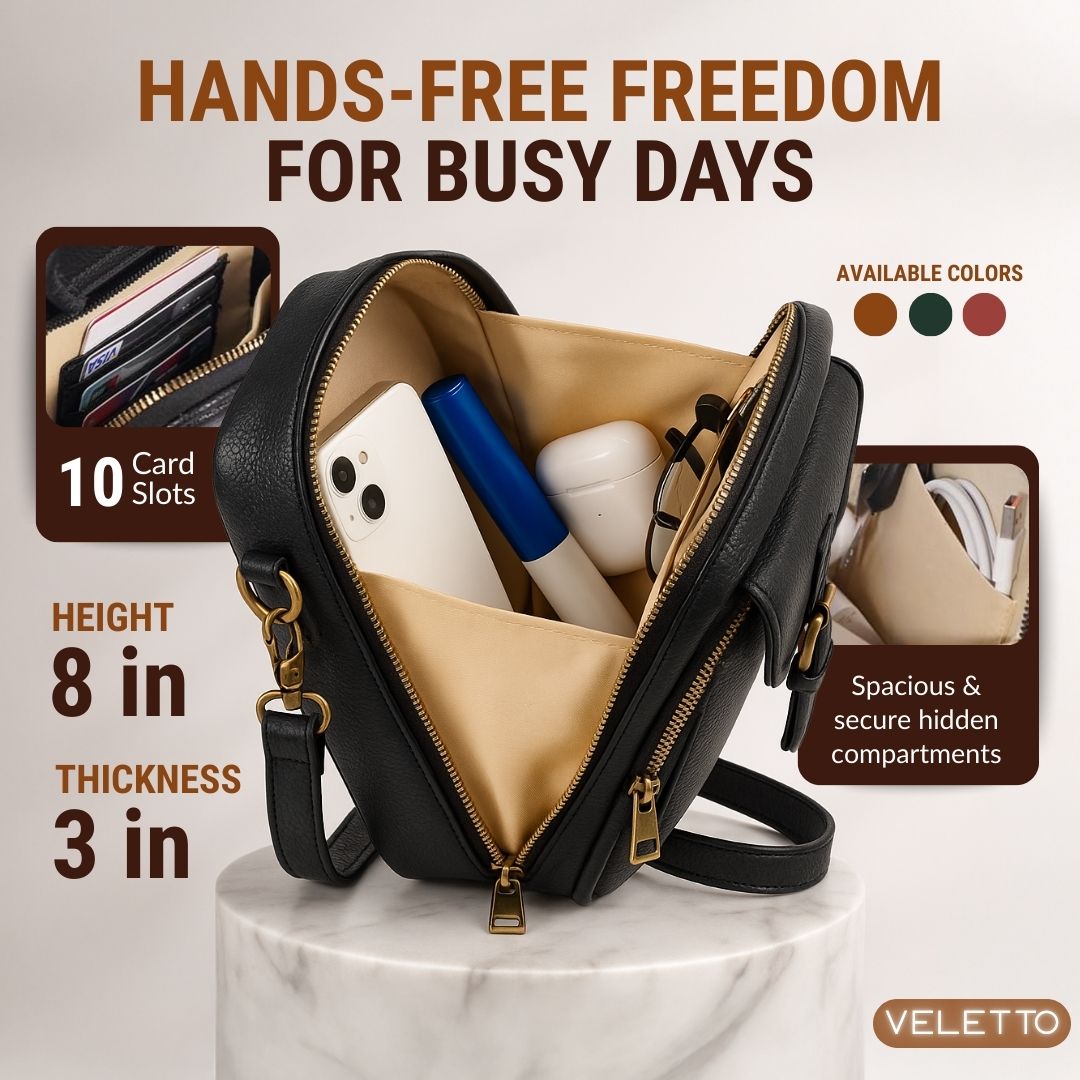 Veletto – Borsa a tracolla in PU con doppia tasca