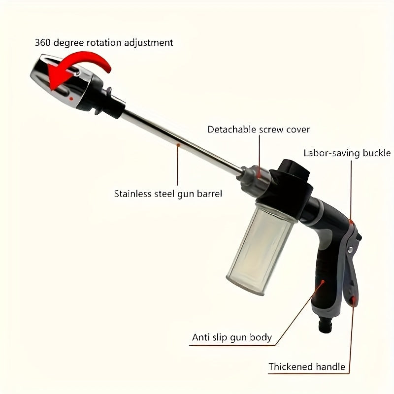 AQUABLAST - Pistola ad Acqua da Giardino ad Alta Pressione con Cannone per Schiuma e Spruzzatore a Lunga Maniglia