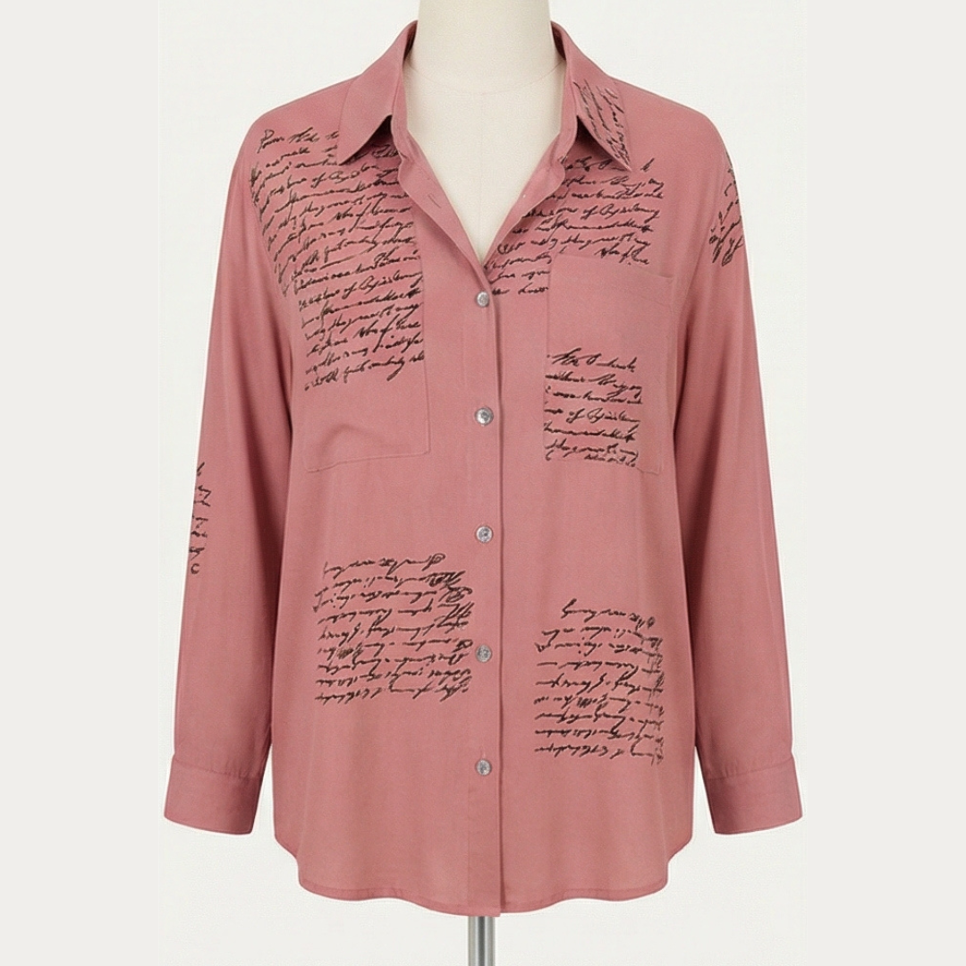 Letterelle – Blusa in Viscosa con Scrittura a Mano