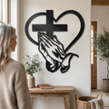 Verita - Decorazione da parete in metallo con cuore e croce cristiana