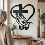 Verita - Decorazione da parete in metallo con cuore e croce cristiana