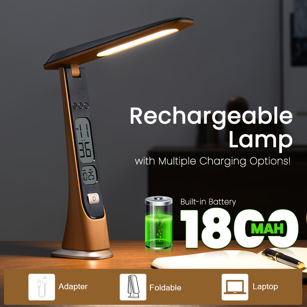 FLEXILUX – Lampada da Scrivania LED Portatile Pieghevole con Display dell'Ora