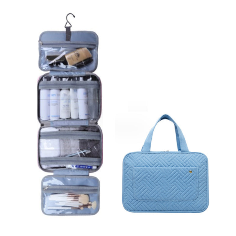Travelique Organizer da Viaggio per Cosmetici | Compatto e Resistente all'Acqua | Con 4 Scomparti e Gancio a 360° | Per Donne e Uomini