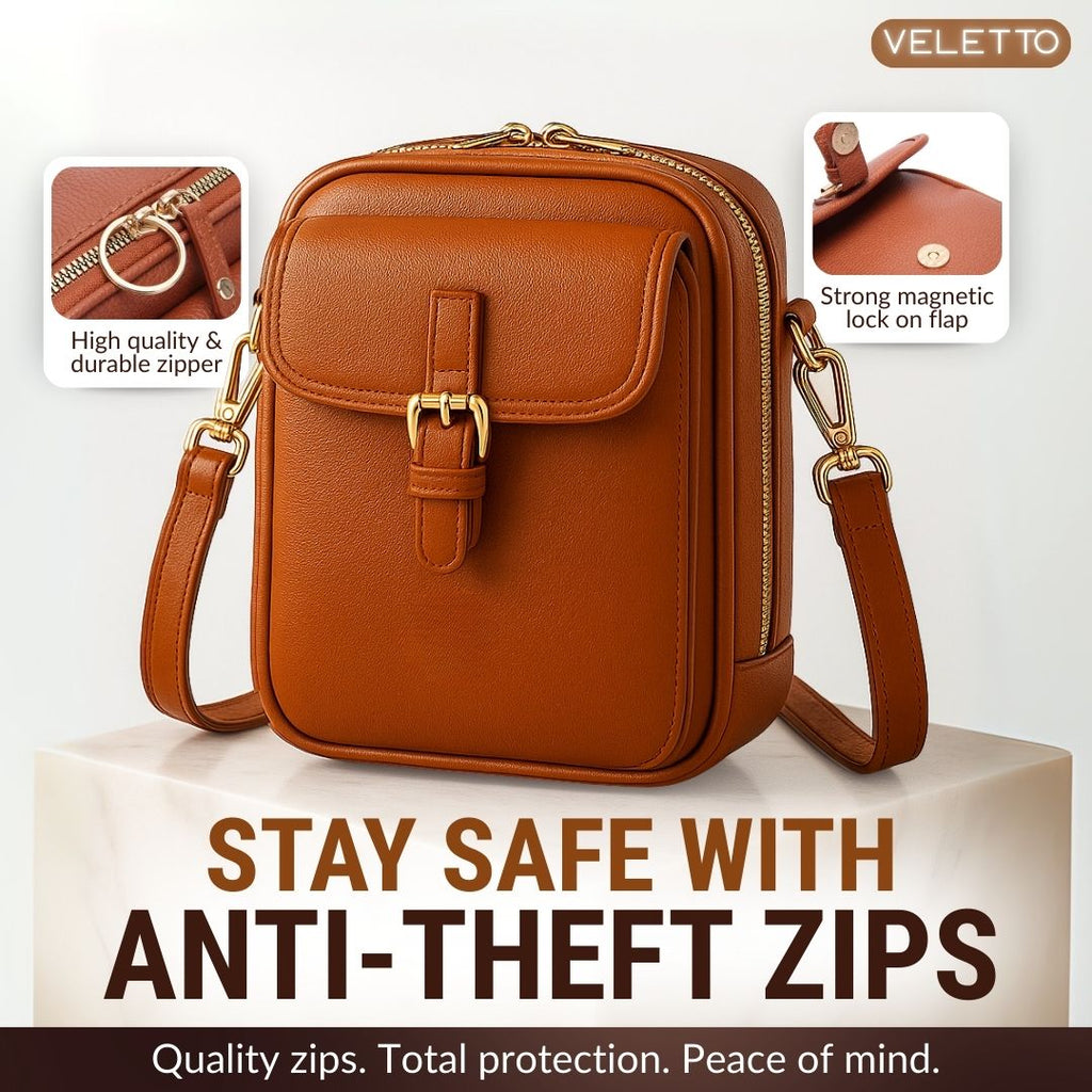 Veletto – Borsa a tracolla in PU con doppia tasca