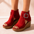 Elsera – Wedge con punta aperta e dettaglio fibbia