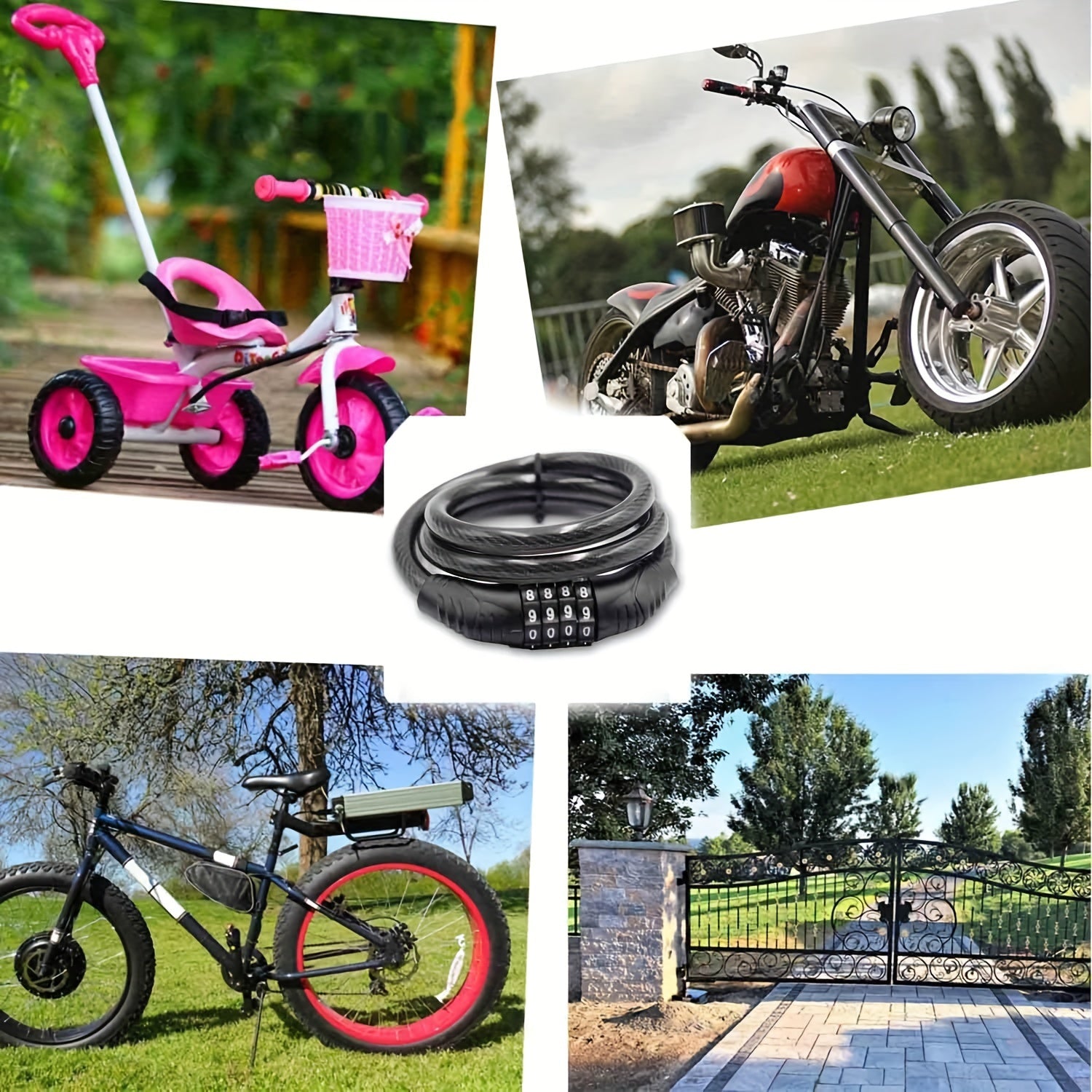 BIKEGUARD - Lucchetto di Sicurezza in Acciaio con Codice a 4 Cifre