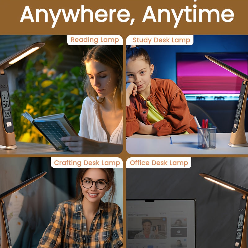 FLEXILUX – Lampada da Scrivania LED Portatile Pieghevole con Display dell'Ora