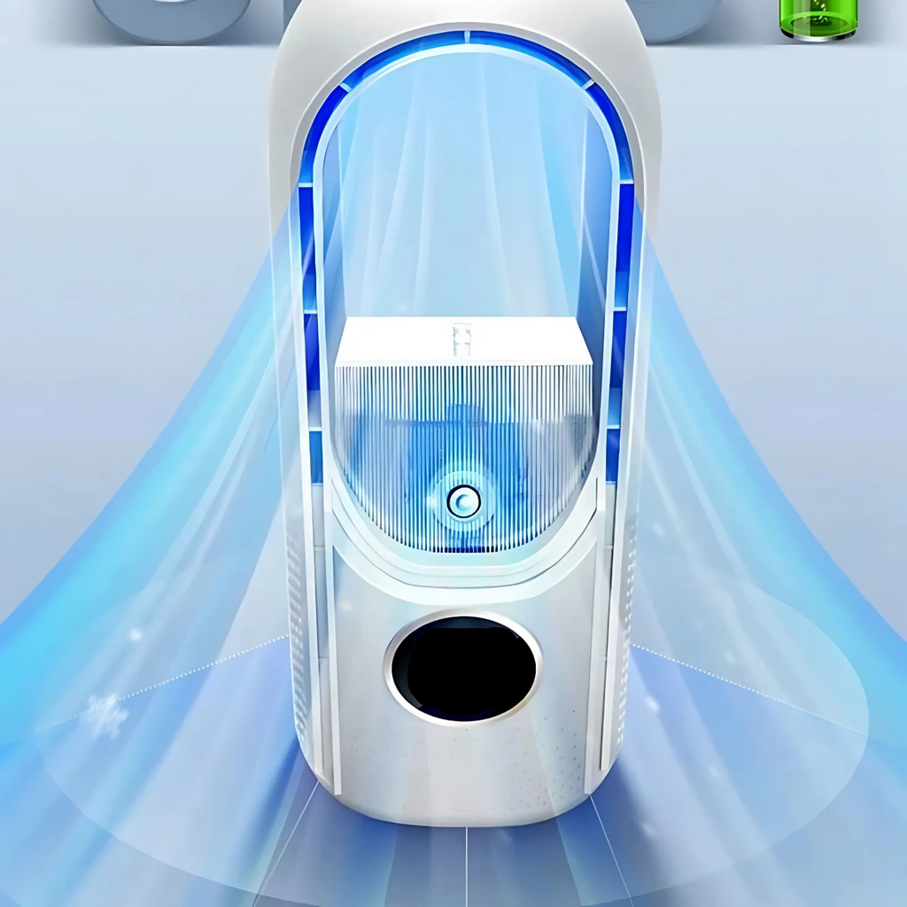 Airevo Raffrescatore d'Aria | Ventilatore USB Senza Pale | 6 Velocità | Silenzioso & Con Timer | Umidificazione dell'Aria
