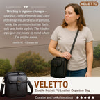 Veletto – Borsa a tracolla in PU con doppia tasca