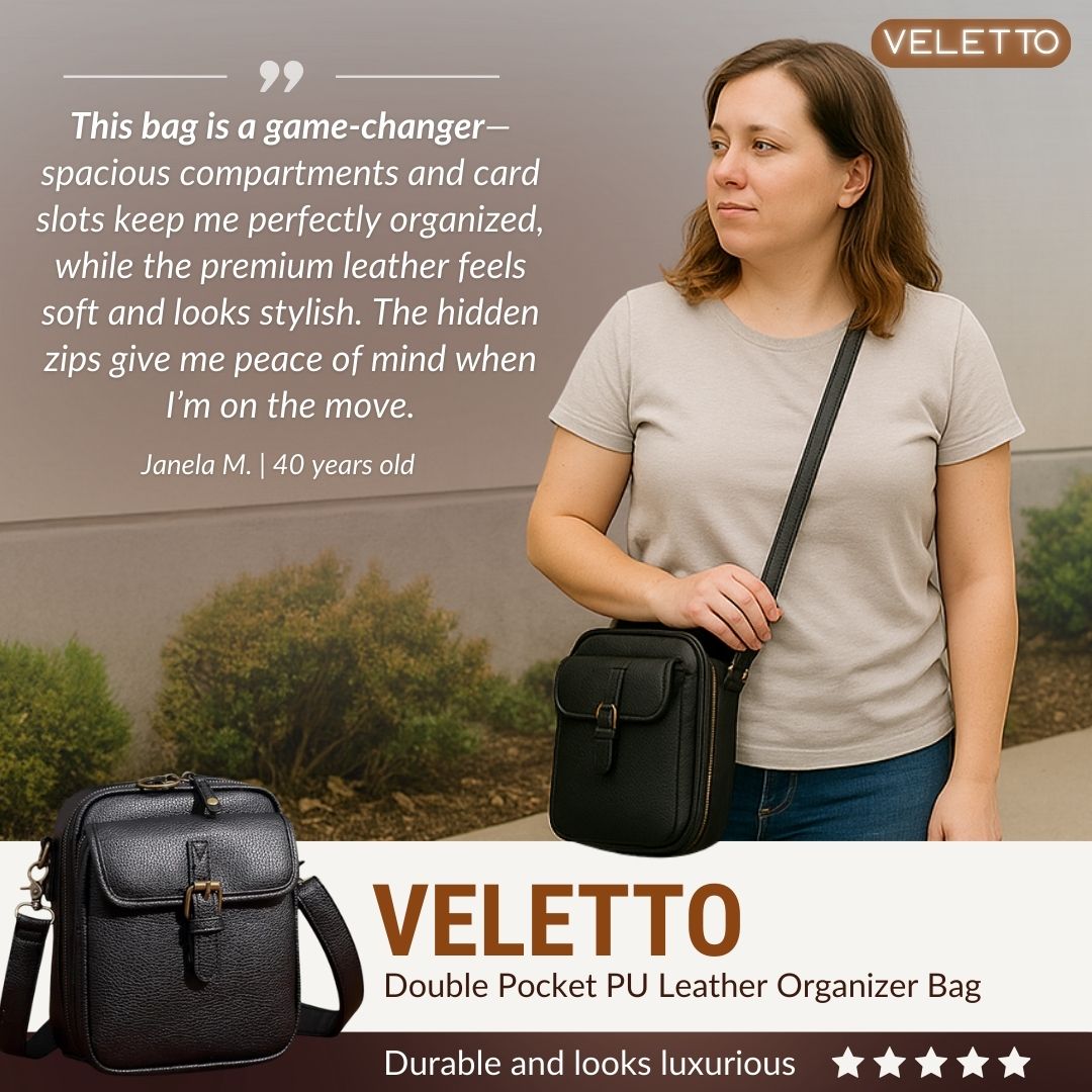 Veletto – Borsa a tracolla in PU con doppia tasca