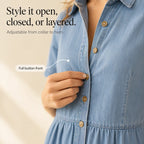 Soléa – Abito Camicia da Donna con Tasche, Midi A-Line