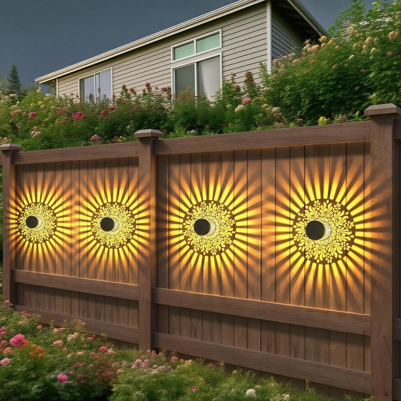 Set di lampade da parete Solviora a energia solare con 2 pezzi | Design in ferro a peonia | 28 cm di altezza