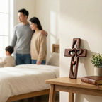 Everheart - Decorazione da parete a croce con cuore intrecciato