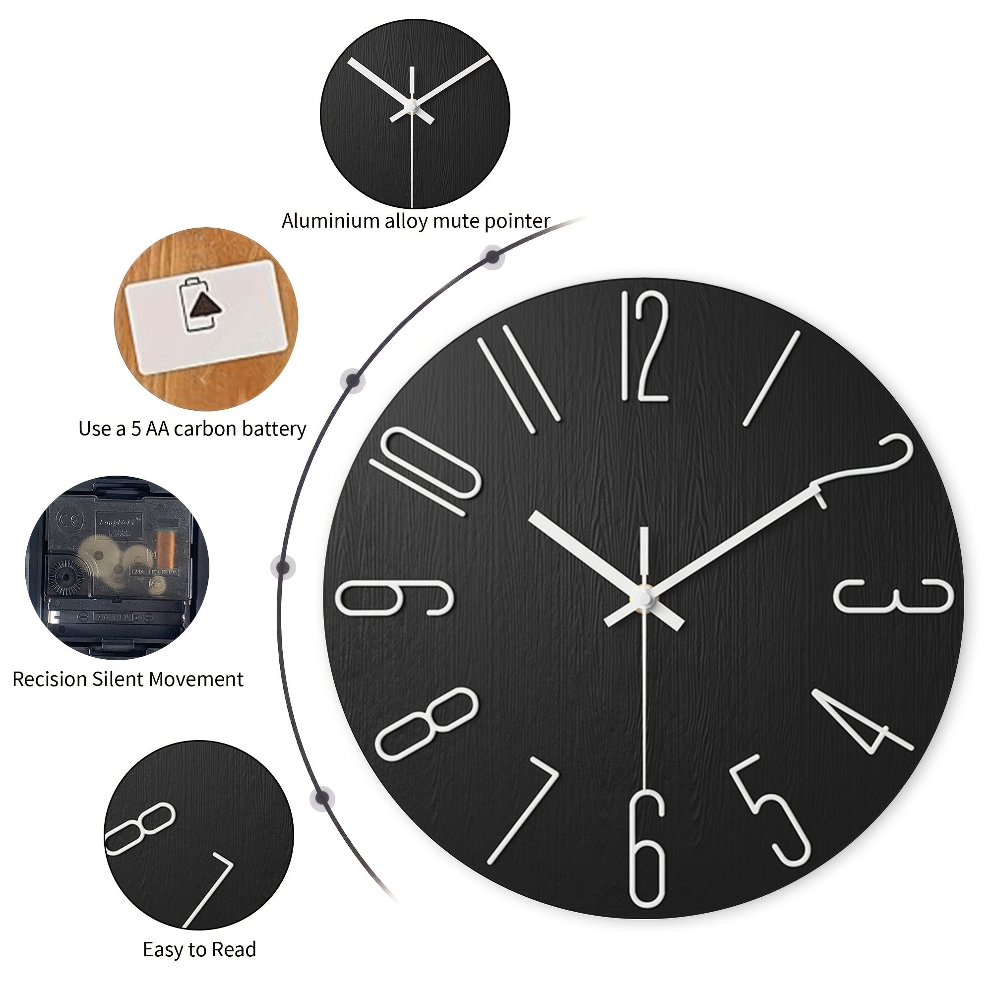 OAKTIDE - Orologio da parete contemporaneo progettato per interni moderni e silenziosi
