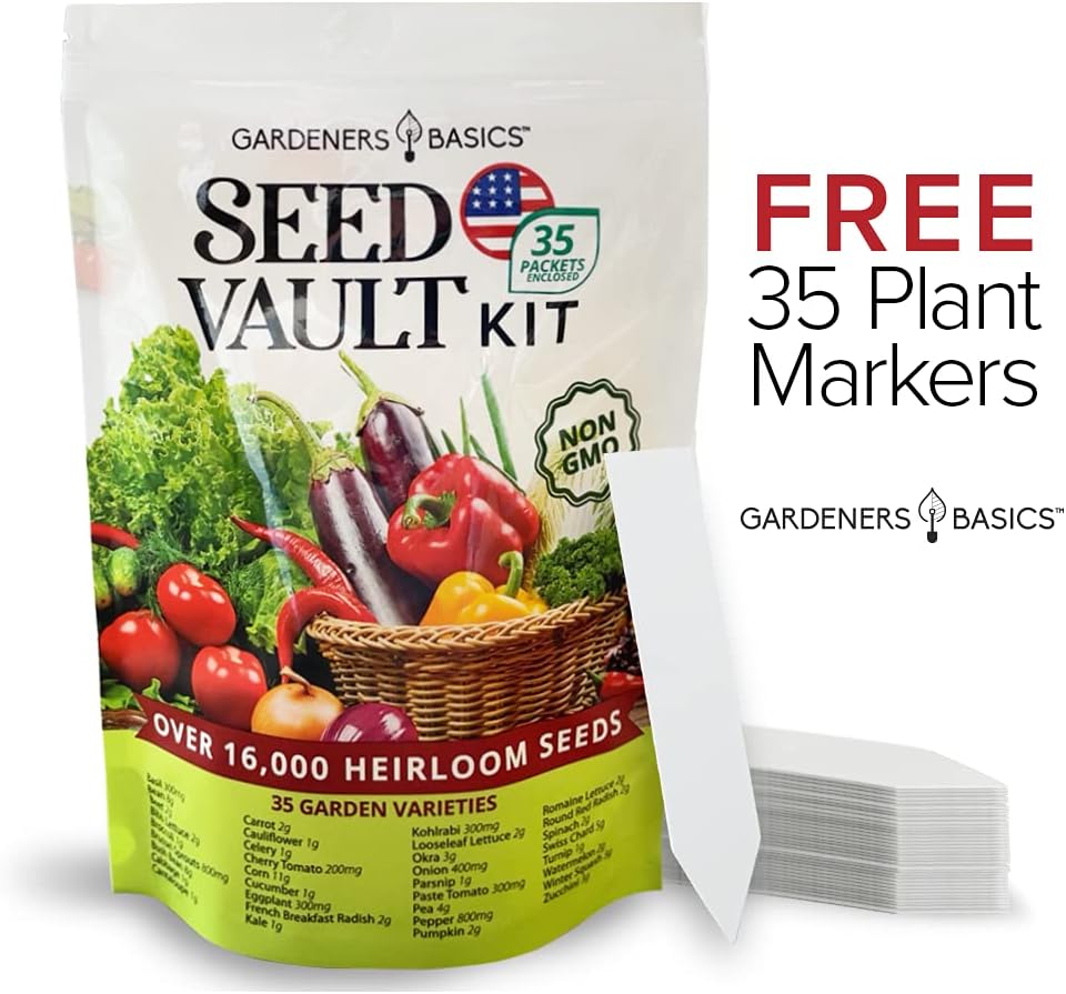 Kit di Vault di Semi da 35 Varietà – Semi Heirloom Non-OGM per Giardinaggio Domestico e Preparazione Emergente