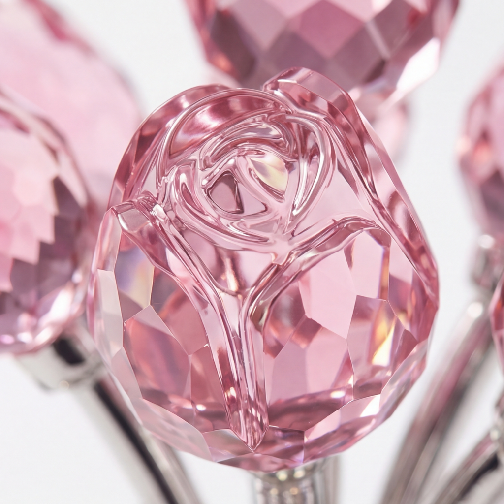 Lumirose – Bouquet di Rose di Cristallo con Vaso