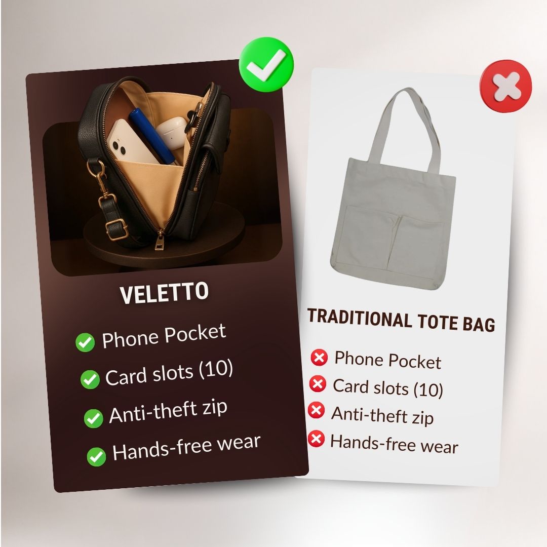 Veletto – Borsa a tracolla in PU con doppia tasca