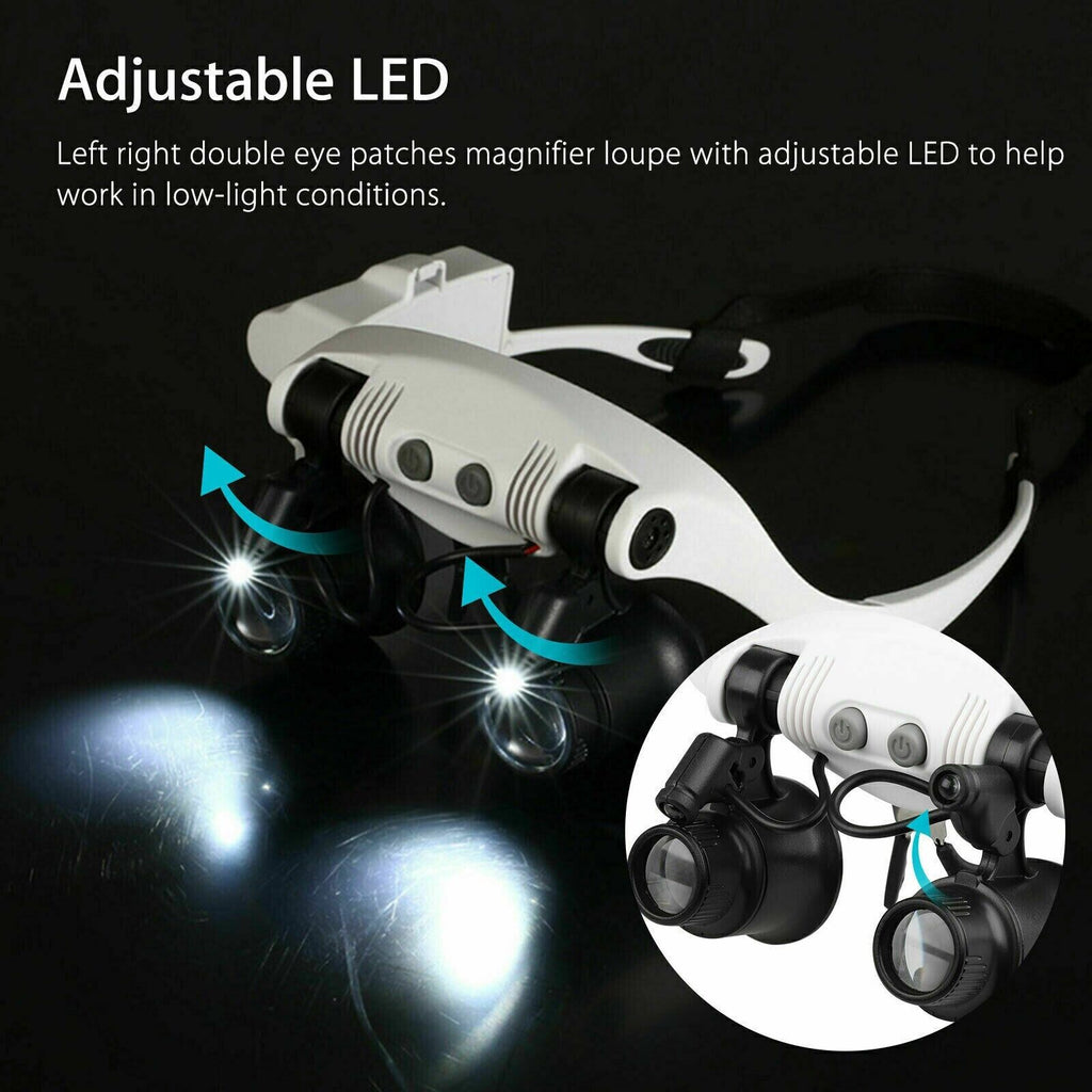 Lente ingrandente a fascia con luce LED per gioiellieri