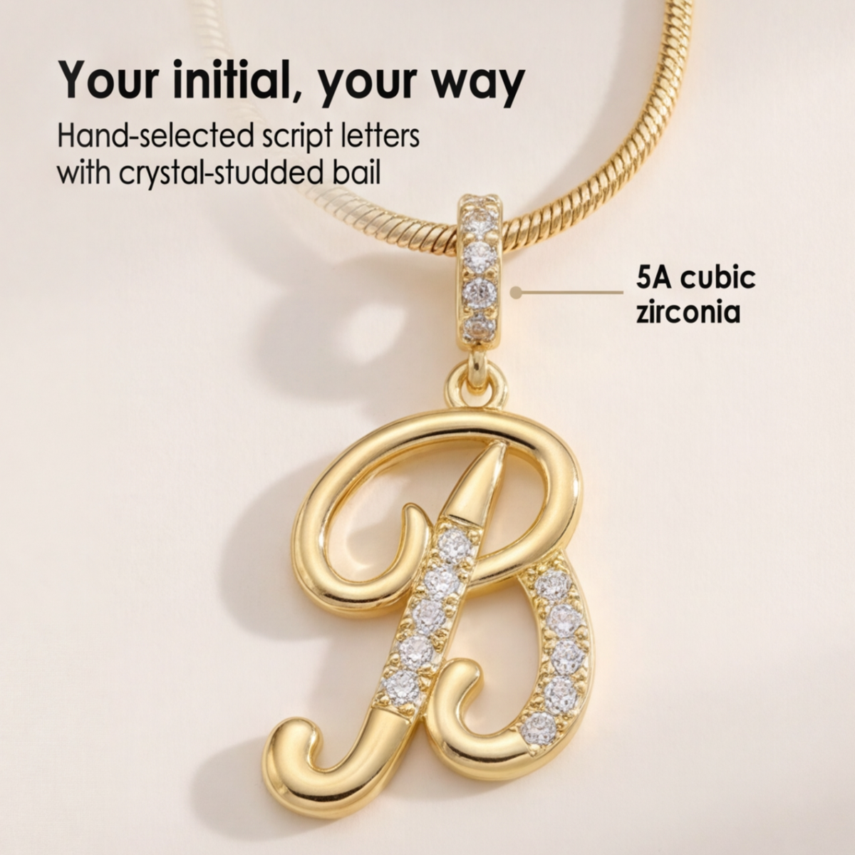 LUMARA – Collana con Iniziale a 3 Strati con Zircone a Forma di Cuore Rosa
